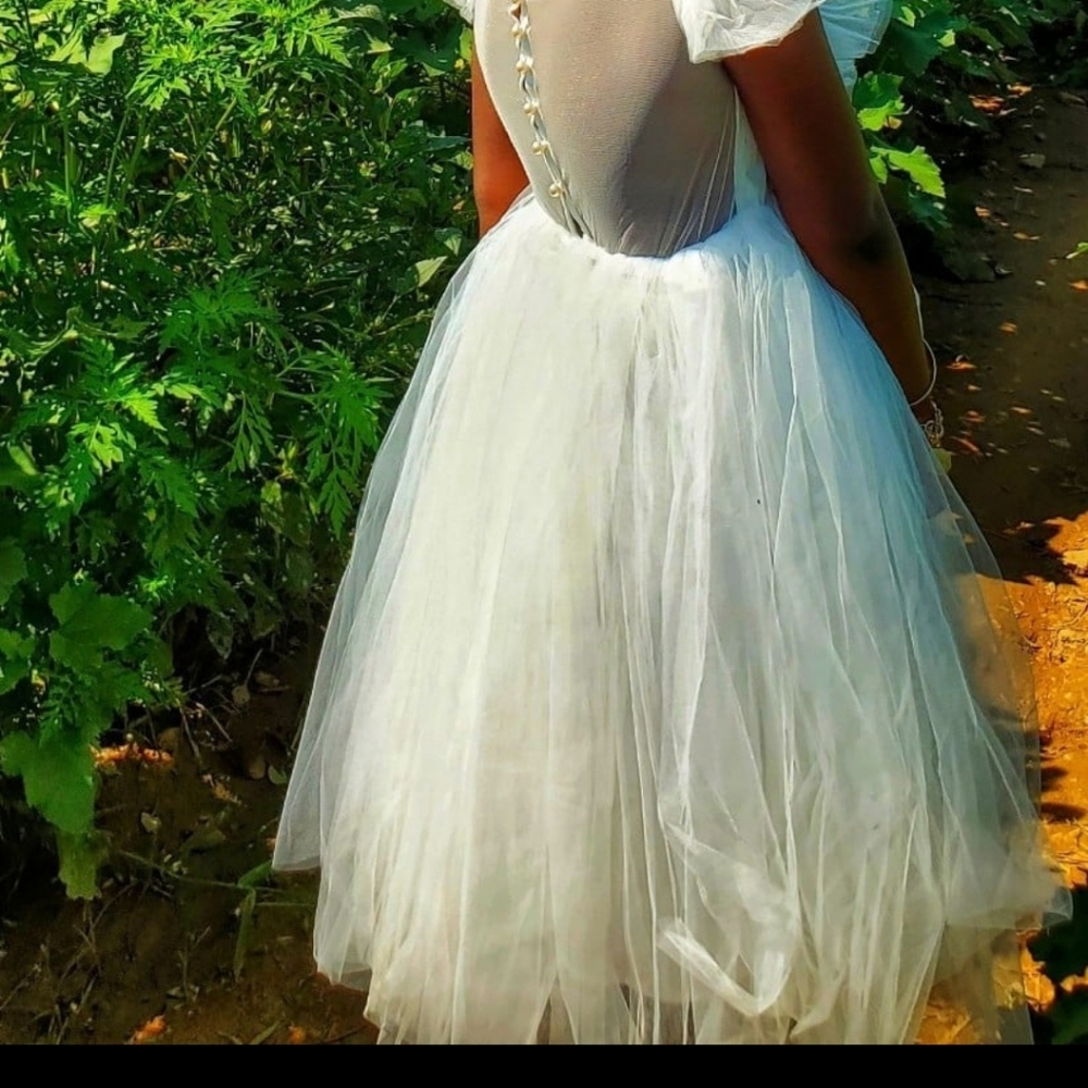 Girls White Tulle Dress